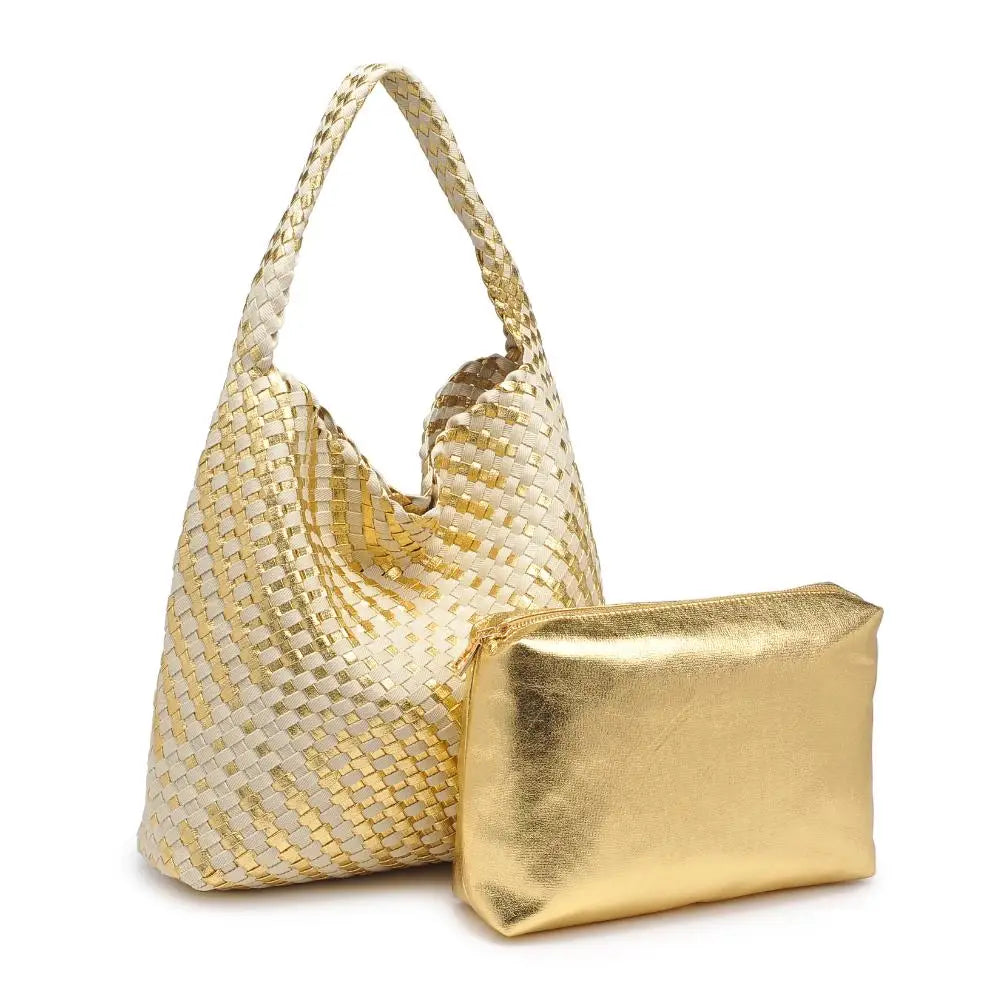 Ellery Mixed Woven Hobo Bag - Gold-130 ACCESSORIES-Moda Luxe-July & June Women's Fashion Boutique Located in San Antonio, Texas
