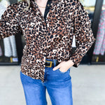 Golden Animal Print Blouse-200 Fashion Blouses-JODIFL-July & June Women's Fashion Boutique Located in San Antonio, Texas