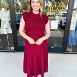 THML - Burgundy Knit Midi Dress-500 Midi-THML-July & June Women's Fashion Boutique Located in San Antonio, Texas