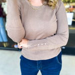 Long Sleeve Sweater Top - Mocha-230 Sweaters/Cardis-ENTRO-July & June Women's Fashion Boutique Located in San Antonio, Texas