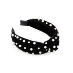 Velvet & Pearls Knotted Headband - Black-130 ACCESSORIES-SHIRALEAH-July & June Women's Fashion Boutique Located in San Antonio, Texas
