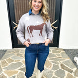 THML - Grey Horse Sweater-230 Sweaters/Cardis-THML-July & June Women's Fashion Boutique Located in San Antonio, Texas