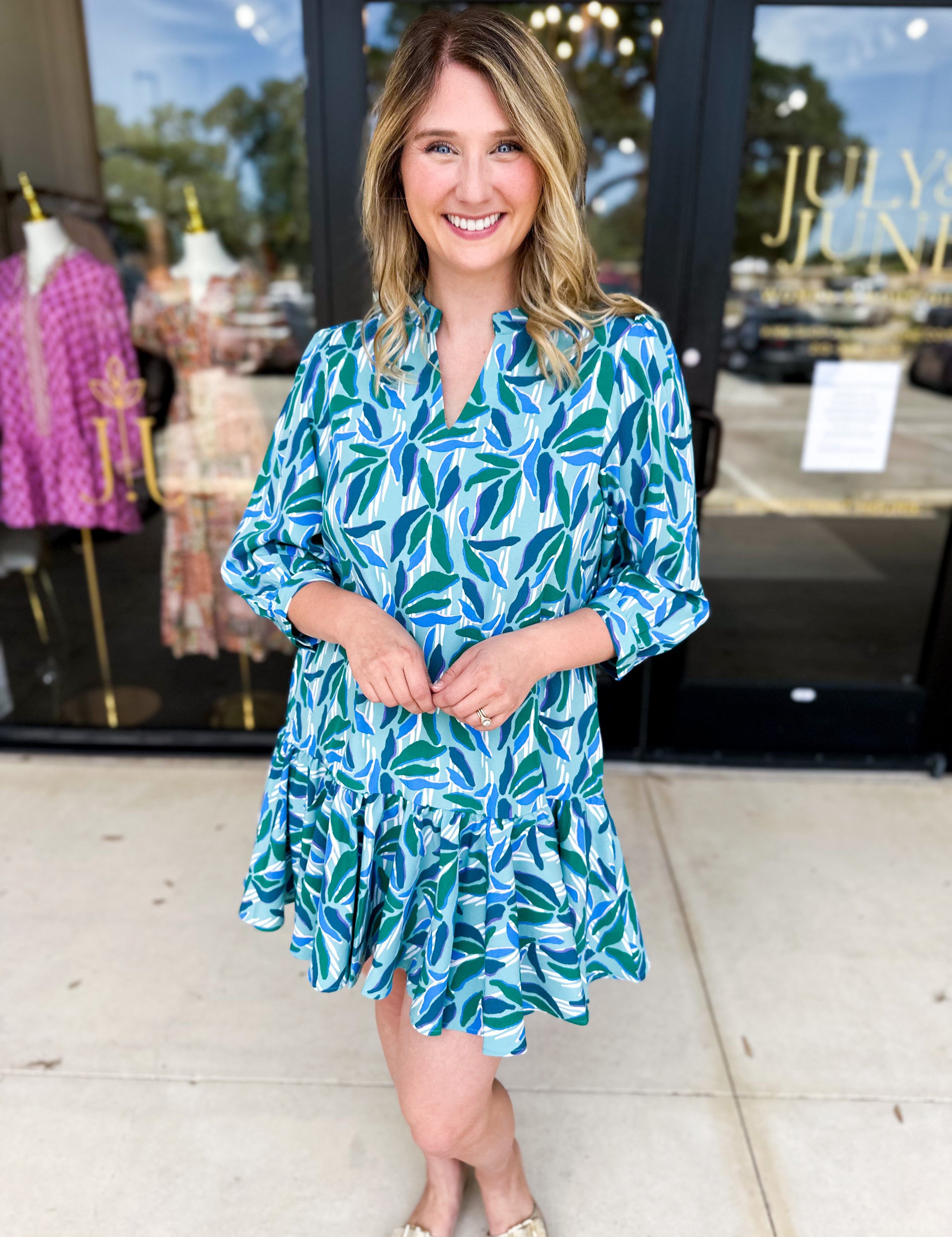 Mary Square - Reflecting Green Mini Dress-510 Mini-MARY SQUARE-July & June Women's Fashion Boutique Located in San Antonio, Texas