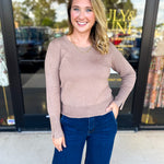 Long Sleeve Sweater Top - Mocha-230 Sweaters/Cardis-ENTRO-July & June Women's Fashion Boutique Located in San Antonio, Texas