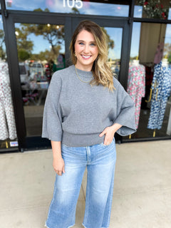 Fall's Favorite Sweater Top - Grey-230 Sweaters/Cardis-FATE-July & June Women's Fashion Boutique Located in San Antonio, Texas