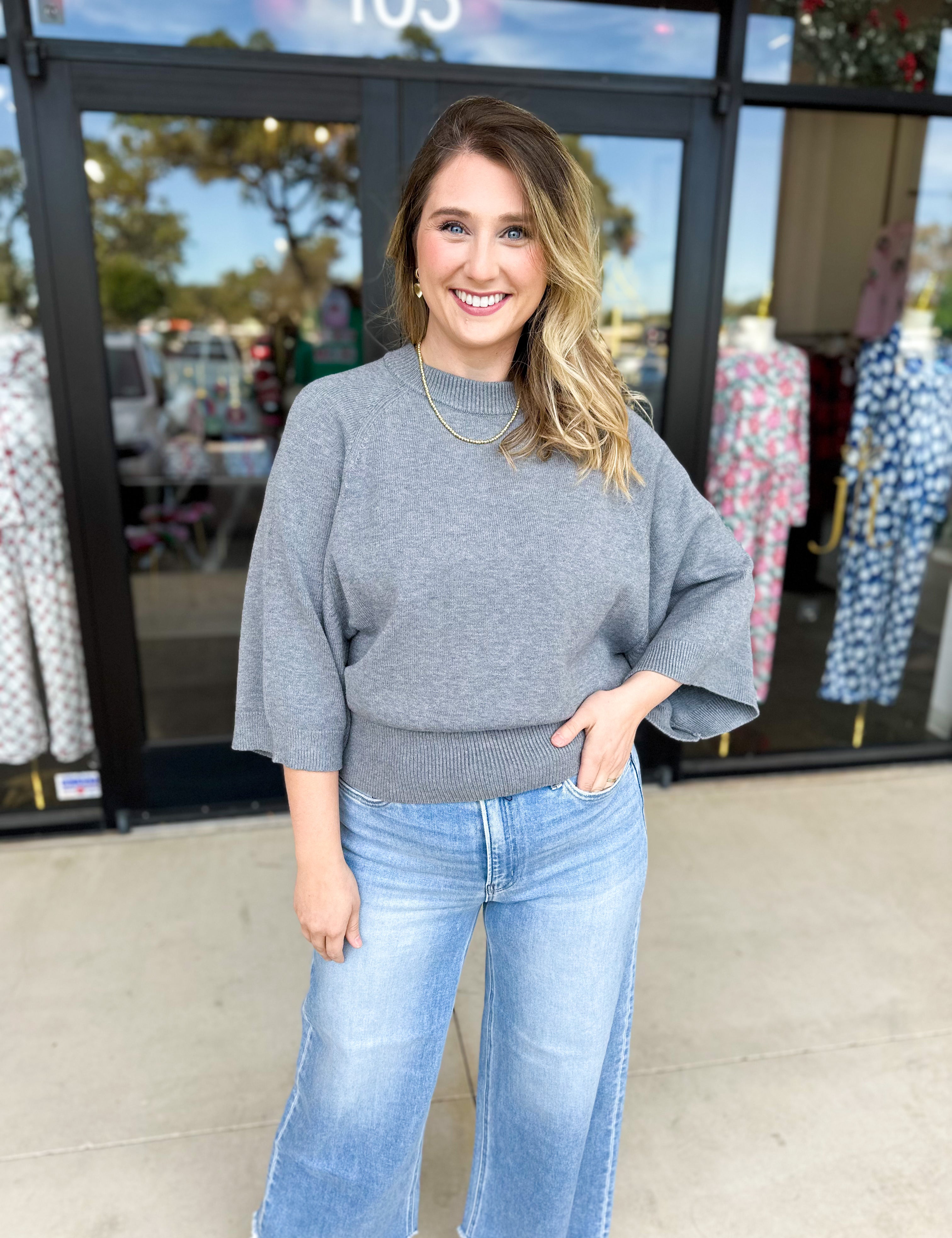 Fall's Favorite Sweater Top - Grey-230 Sweaters/Cardis-FATE-July & June Women's Fashion Boutique Located in San Antonio, Texas