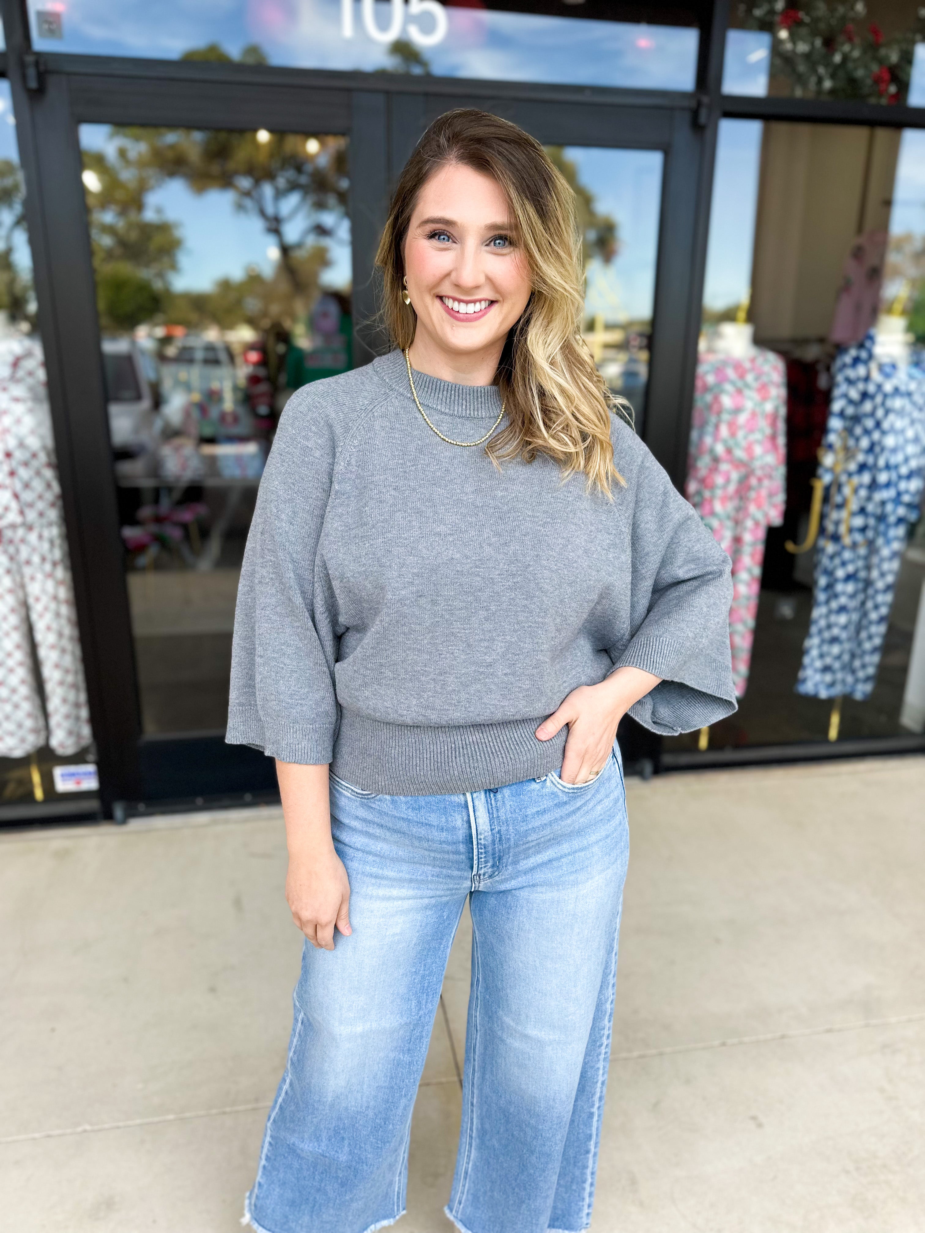 Fall's Favorite Sweater Top - Grey-230 Sweaters/Cardis-FATE-July & June Women's Fashion Boutique Located in San Antonio, Texas