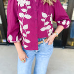 Mallory Embroidered Blouse - Magenta-200 Fashion Blouses-ABLE-July & June Women's Fashion Boutique Located in San Antonio, Texas