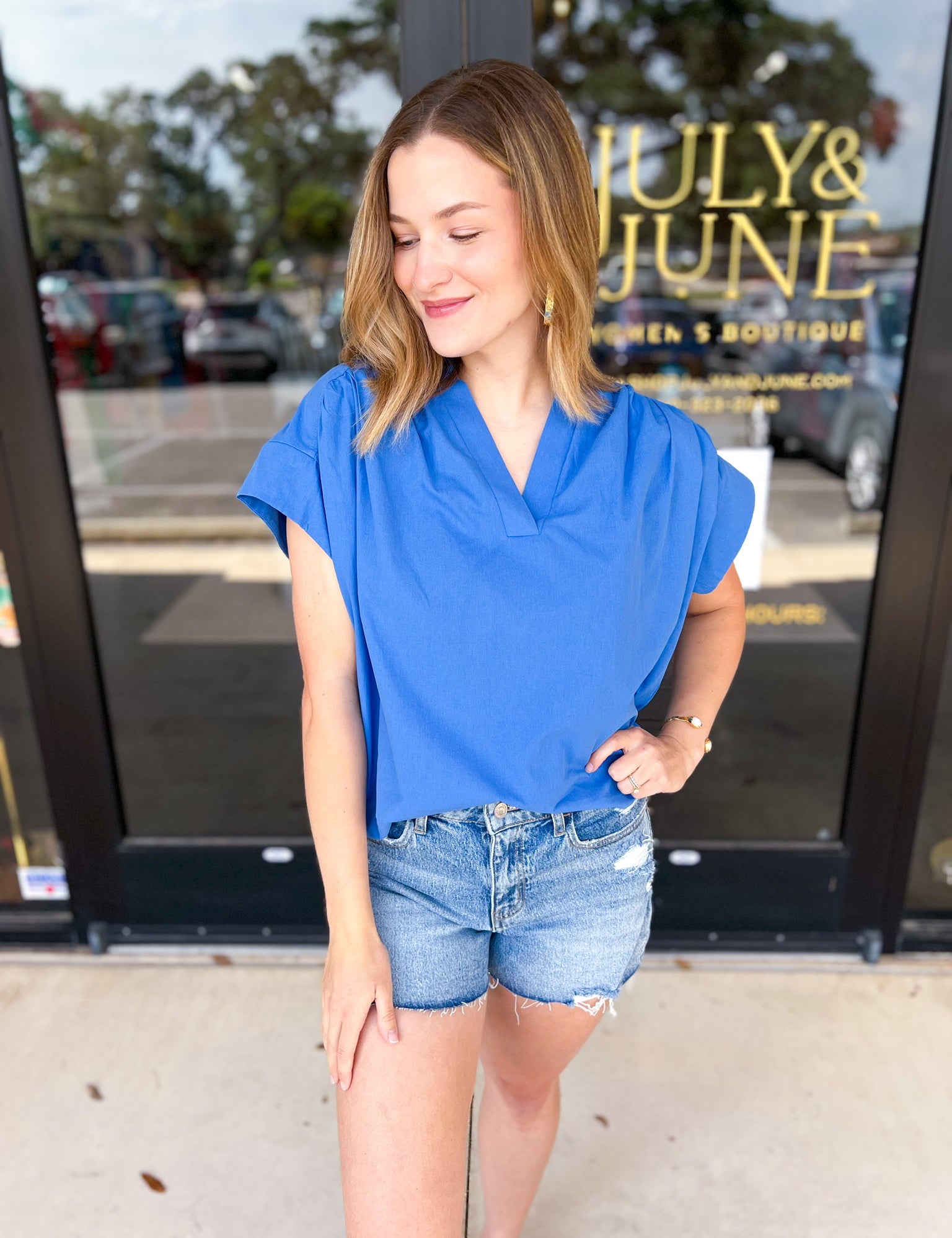 The Bridgete Blouse - Blue-200 Fashion Blouses-PINCH-July & June Women's Fashion Boutique Located in San Antonio, Texas