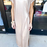 Rose Gold Shimmer Midi Dress-500 Midi-JODIFL-July & June Women's Fashion Boutique Located in San Antonio, Texas