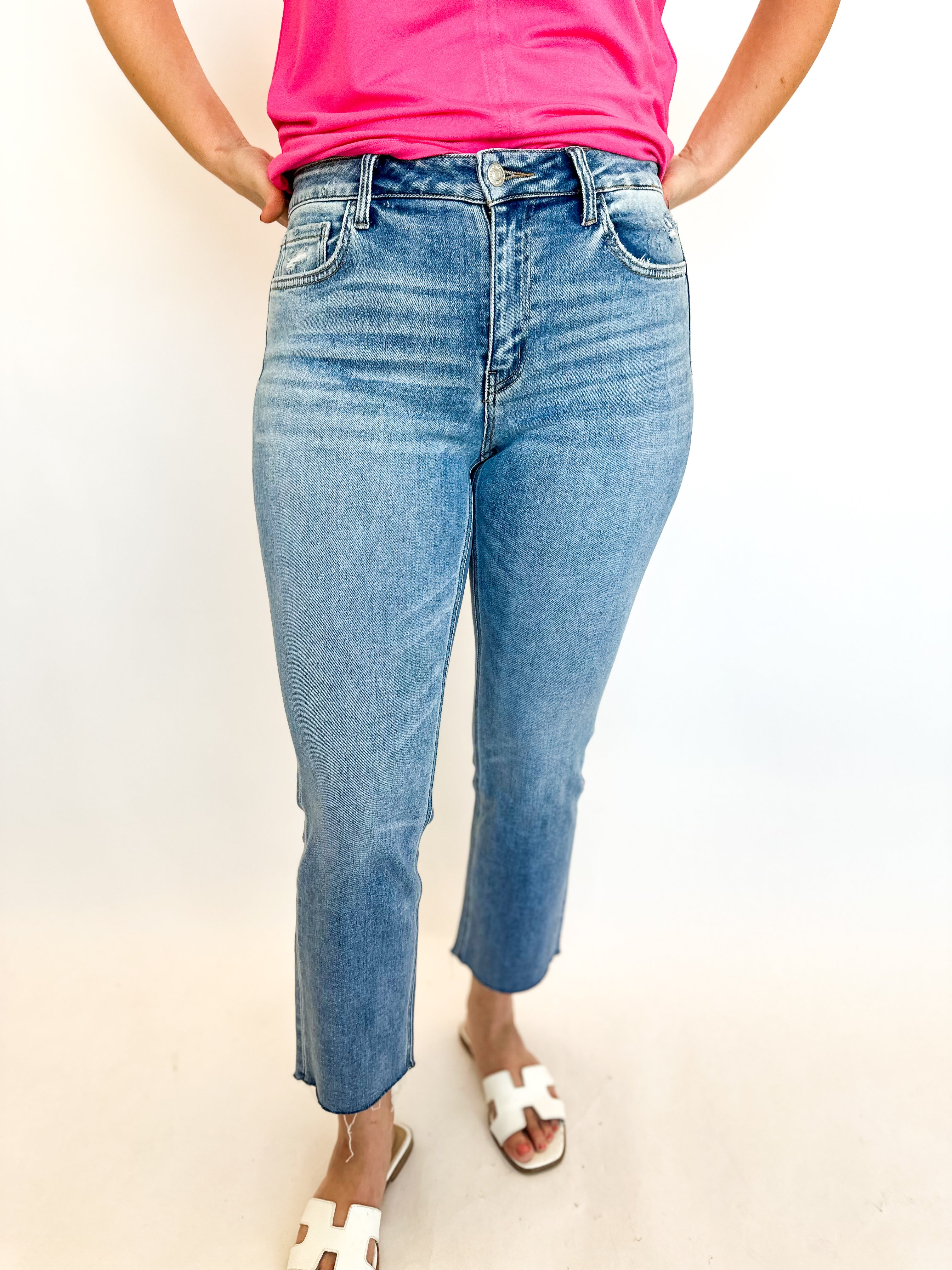 Vervet Mid Rise Slim Straight Leg Jeans-400 Pants-VEVERT BY FLYING MONKEY-July & June Women's Fashion Boutique Located in San Antonio, Texas