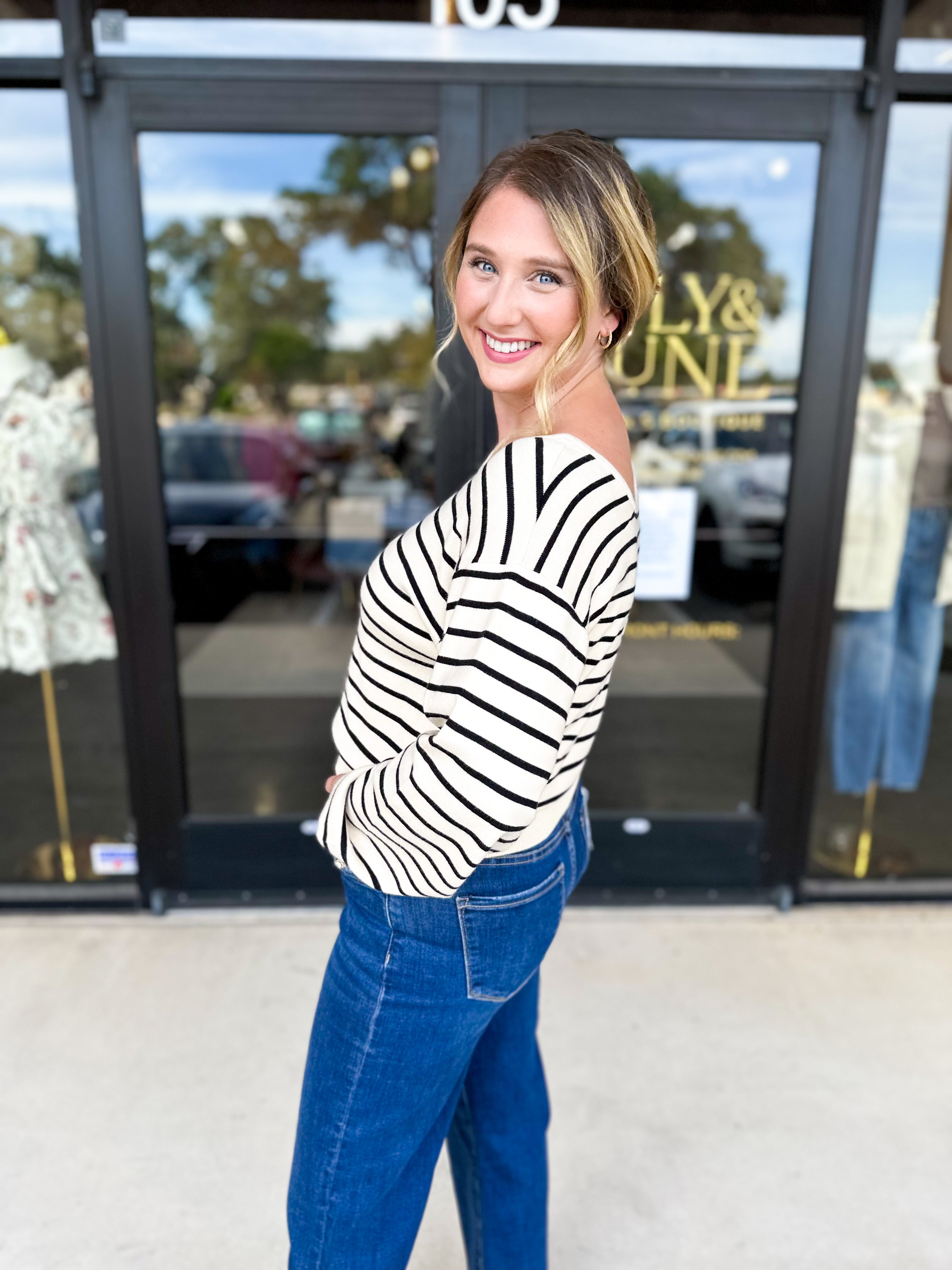 Asymmetric Neckline Sweater-230 Sweaters/Cardis-ABLE-July & June Women's Fashion Boutique Located in San Antonio, Texas