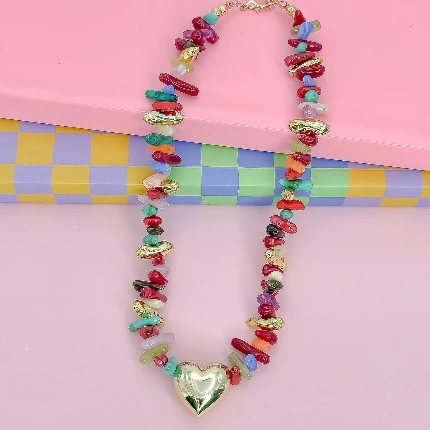 Treasure Jewels - Happy Little Things Heart Beaded Necklace-110 Jewelry & Hair-Treasure Jewels-July & June Women's Fashion Boutique Located in San Antonio, Texas