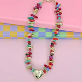 Treasure Jewels - Happy Little Things Heart Beaded Necklace-110 Jewelry & Hair-Treasure Jewels-July & June Women's Fashion Boutique Located in San Antonio, Texas