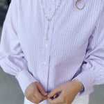 Current Air - Rhinestone Button Down Blouse - Light Pink-200 Fashion Blouses-CURRENT AIR CLOTHING-July & June Women's Fashion Boutique Located in San Antonio, Texas