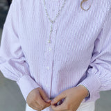 Current Air - Rhinestone Button Down Blouse - Light Pink-200 Fashion Blouses-CURRENT AIR CLOTHING-July & June Women's Fashion Boutique Located in San Antonio, Texas