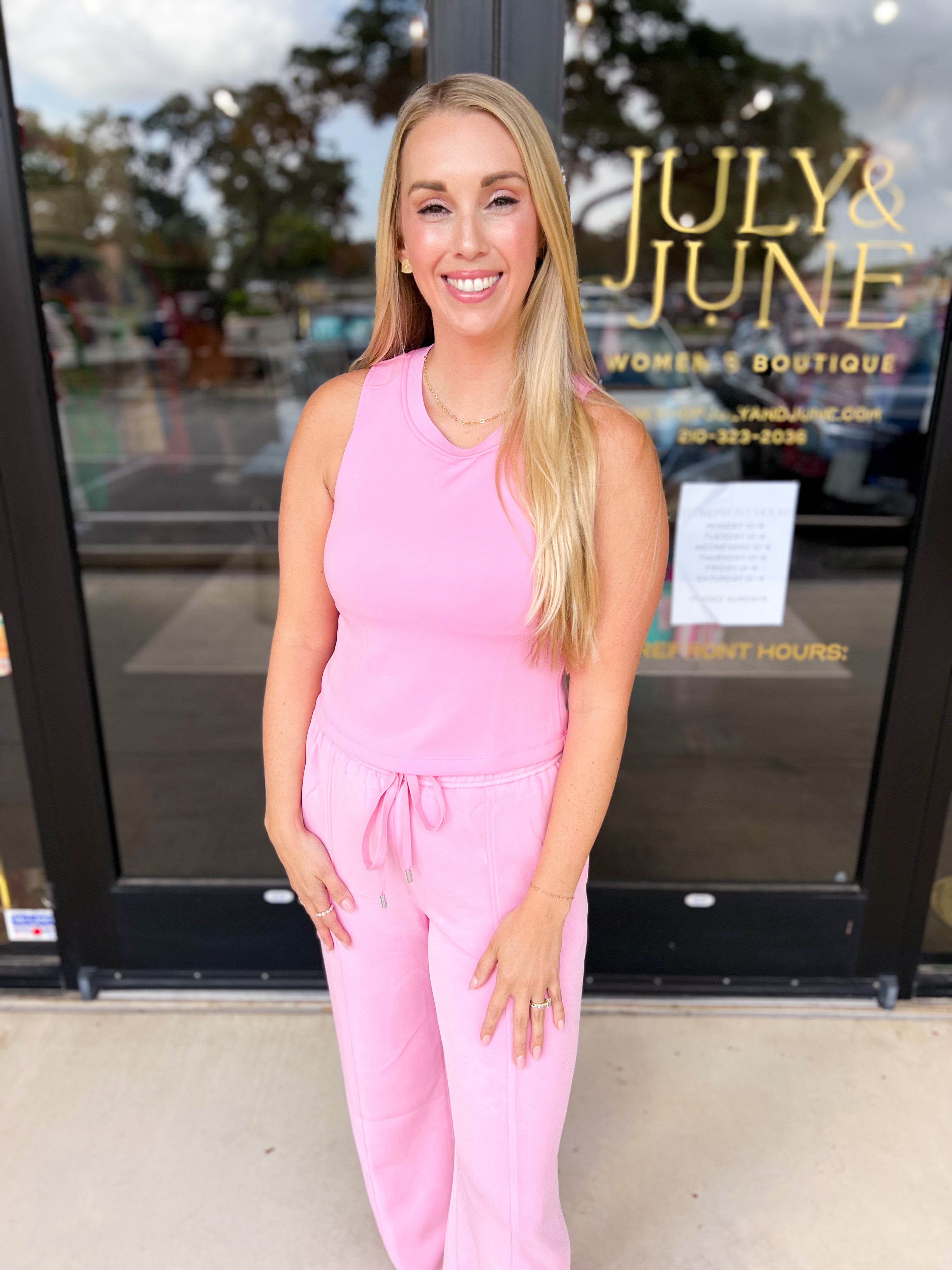 Soft Modal Tanks - Pink-210 Casual Blouses-SKIES ARE BLUE-July & June Women's Fashion Boutique Located in San Antonio, Texas