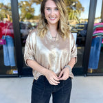 Celebration Blouse - Gold-200 Fashion Blouses-ENTRO-July & June Women's Fashion Boutique Located in San Antonio, Texas