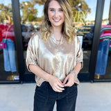 Celebration Blouse - Gold-200 Fashion Blouses-ENTRO-July & June Women's Fashion Boutique Located in San Antonio, Texas