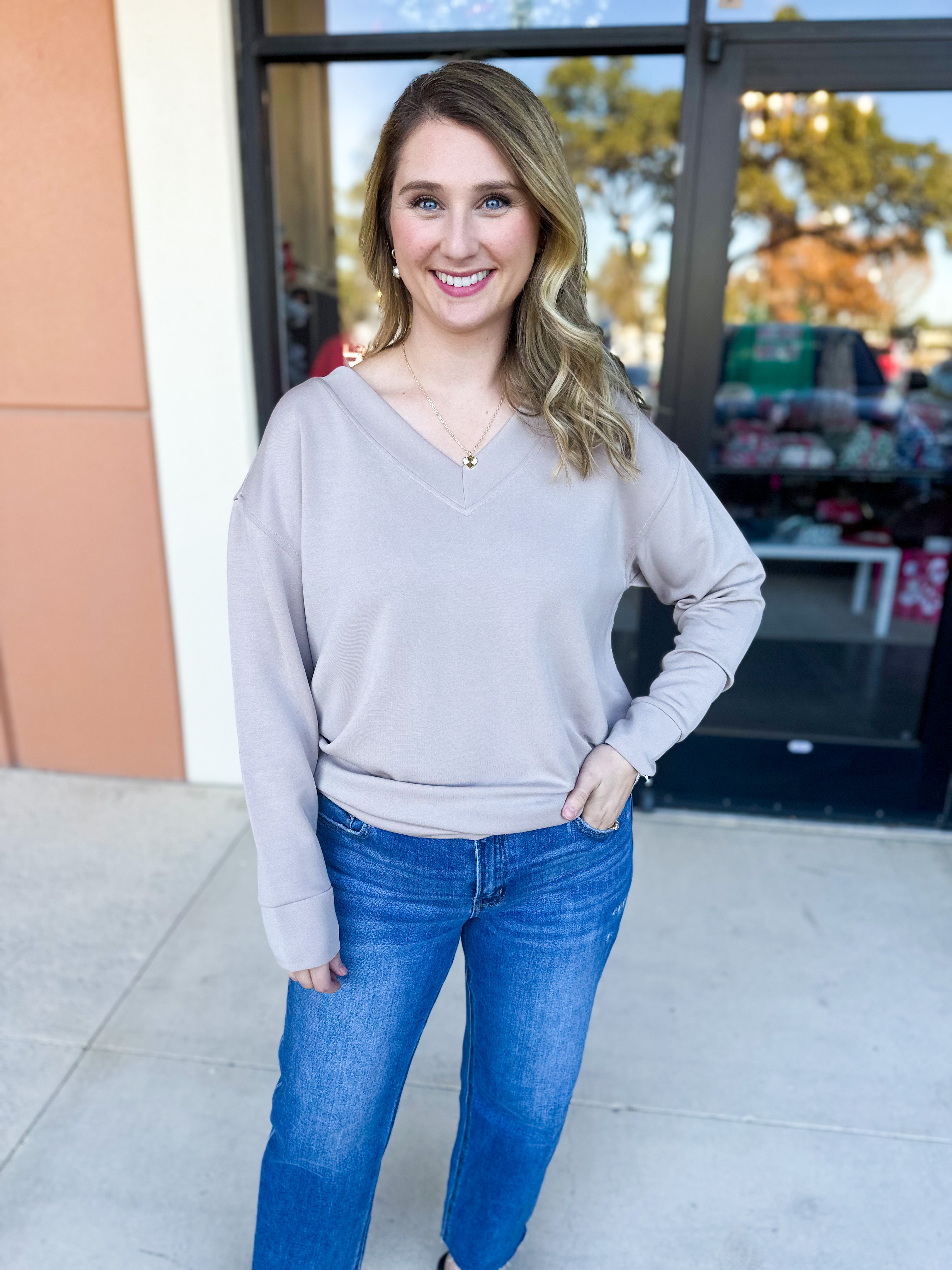 Mary Square - Hazel Long Sleeve - Sandy Mink-210 Casual Blouses-MARY SQUARE-July & June Women's Fashion Boutique Located in San Antonio, Texas