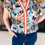Fun In Fall Florals Blouse-200 Fashion Blouses-ENTRO-July & June Women's Fashion Boutique Located in San Antonio, Texas