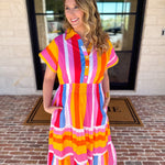 THML - Party Stripe Midi Dress-500 Midi-THML-July & June Women's Fashion Boutique Located in San Antonio, Texas
