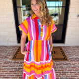 THML - Party Stripe Midi Dress-500 Midi-THML-July & June Women's Fashion Boutique Located in San Antonio, Texas