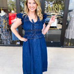 Denim Sweetheart Midi Dress-500 Midi-FATE-July & June Women's Fashion Boutique Located in San Antonio, Texas