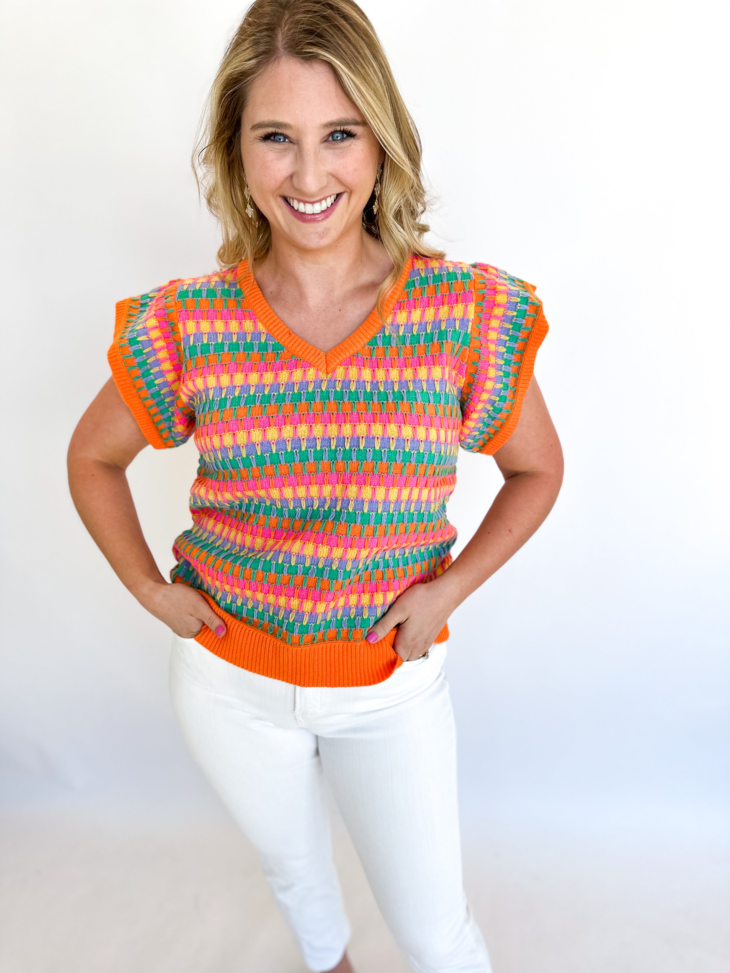 Sunburst Knit Blouse - THML-230 Sweaters/Cardis-THML-July & June Women's Fashion Boutique Located in San Antonio, Texas