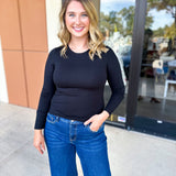 Double Lined Layering Long Sleeve Tops - Black-220 Basic Tops-POLOGRAM-July & June Women's Fashion Boutique Located in San Antonio, Texas