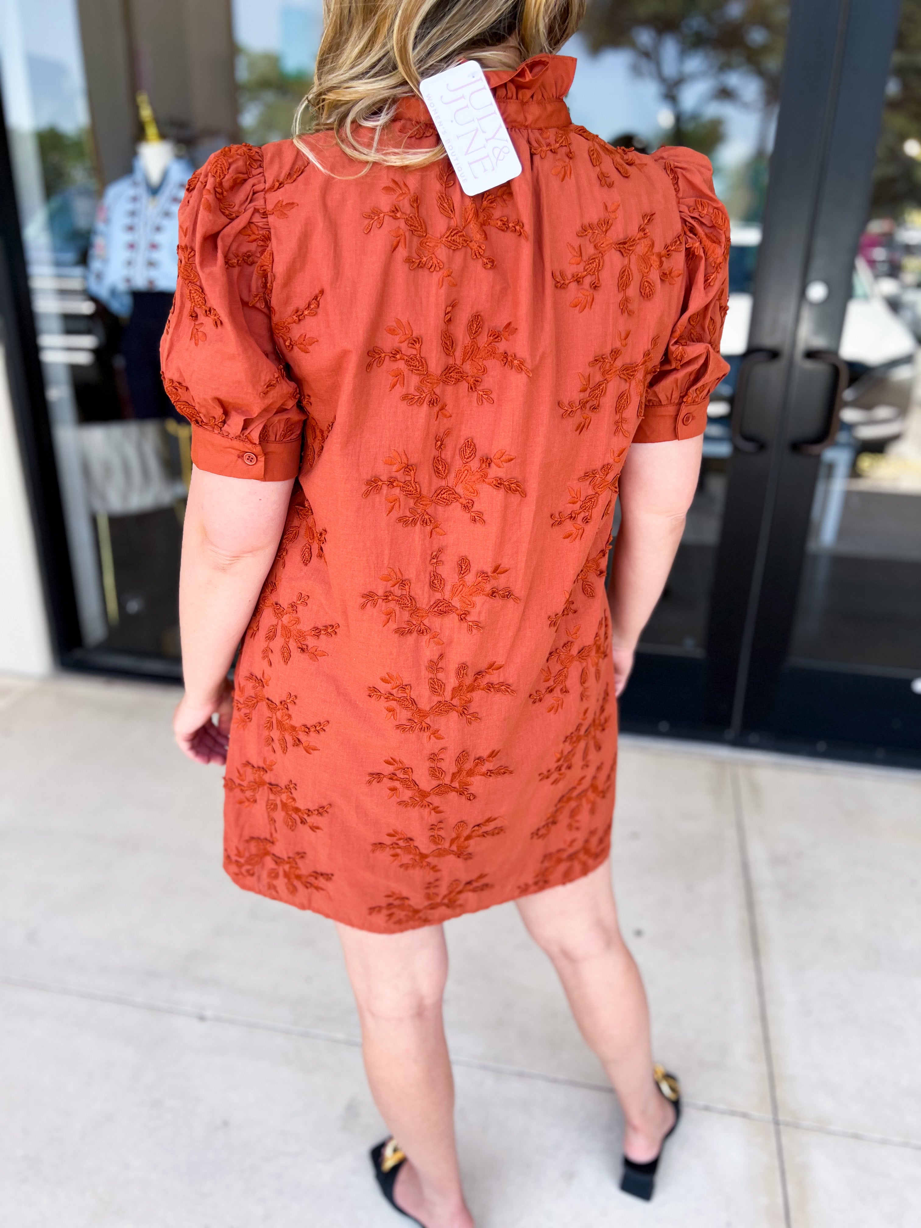 Floral Crochet Mini Dress - Carmel-510 Mini-ENTRO-July & June Women's Fashion Boutique Located in San Antonio, Texas
