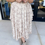 Mocha Floral Midi Skirt-410 Shorts/Skirts-POLOGRAM-July & June Women's Fashion Boutique Located in San Antonio, Texas
