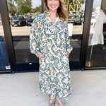 Sage & Mustard Abstract Midi Dress-500 Midi-JODIFL-July & June Women's Fashion Boutique Located in San Antonio, Texas