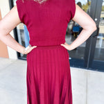 THML - Burgundy Knit Midi Dress-500 Midi-THML-July & June Women's Fashion Boutique Located in San Antonio, Texas