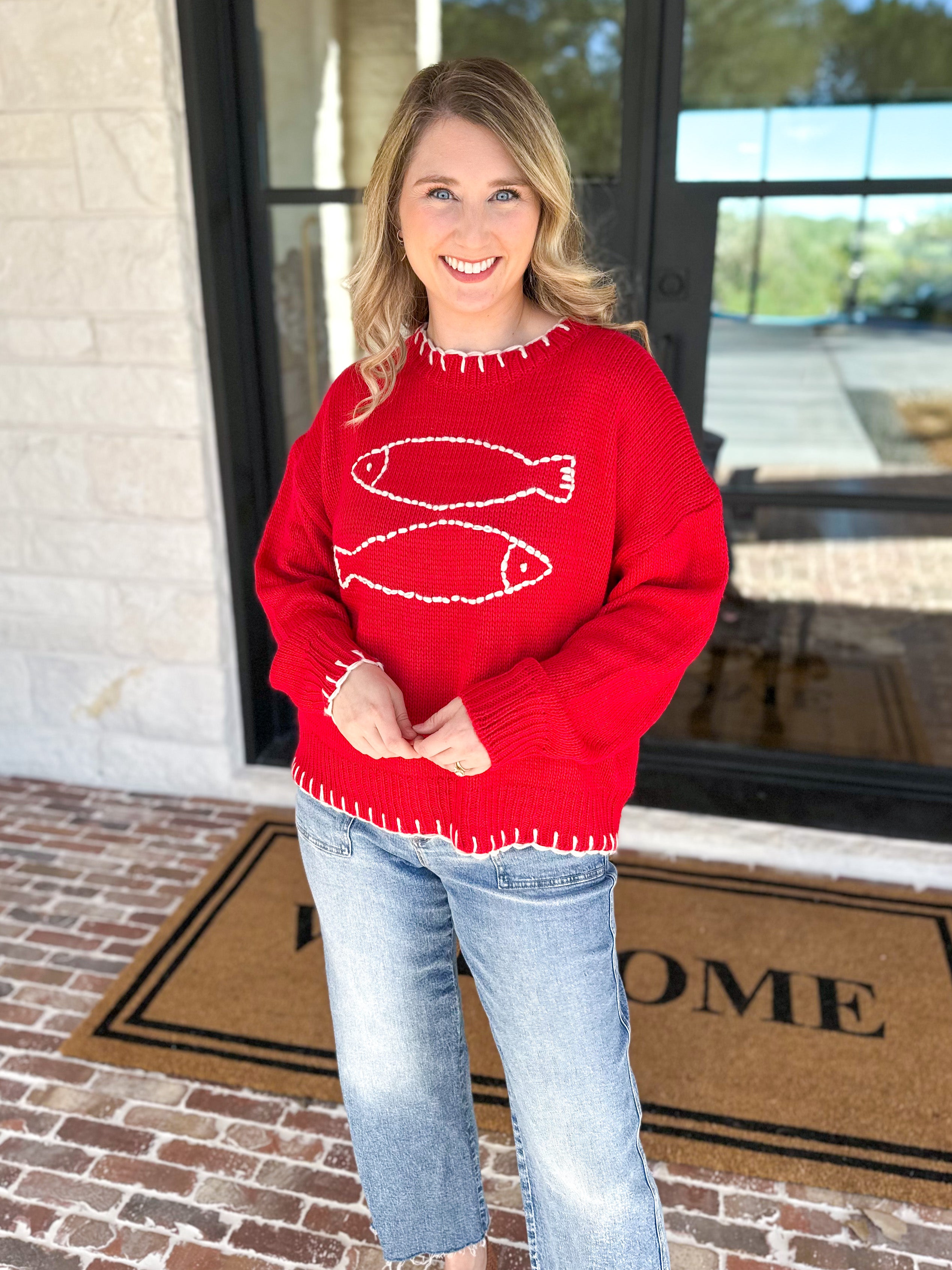 Fish Knit Sweater-BAILEY ROSE-July & June Women's Fashion Boutique Located in San Antonio, Texas