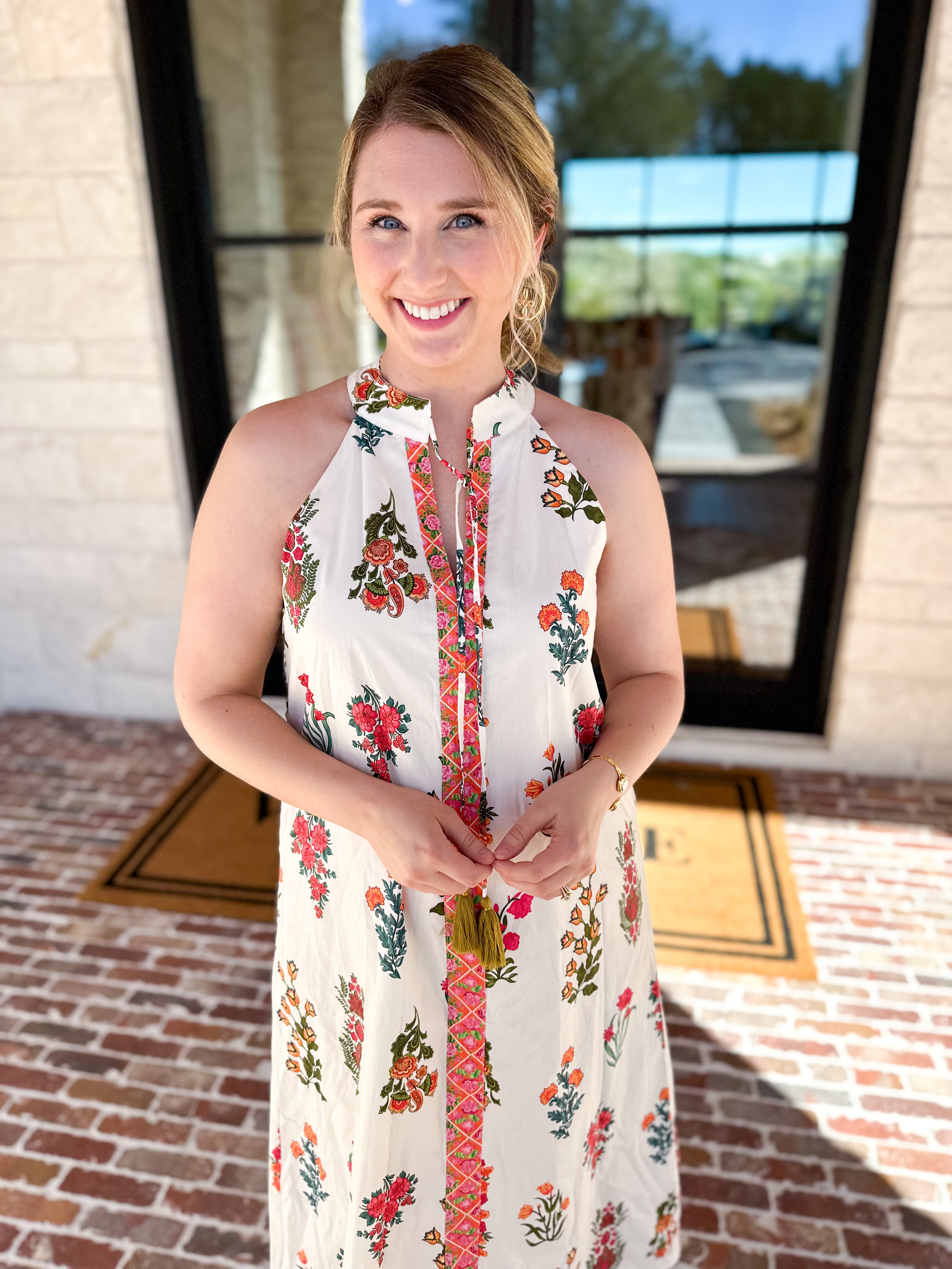 THML - Bloom Halter Midi Dress-500 Midi-THML-July & June Women's Fashion Boutique Located in San Antonio, Texas