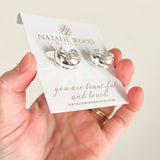 Natalie Wood - Reflection Mini Hoop Earrings - Silver-110 Jewelry & Hair-Natalie Wood-July & June Women's Fashion Boutique Located in San Antonio, Texas
