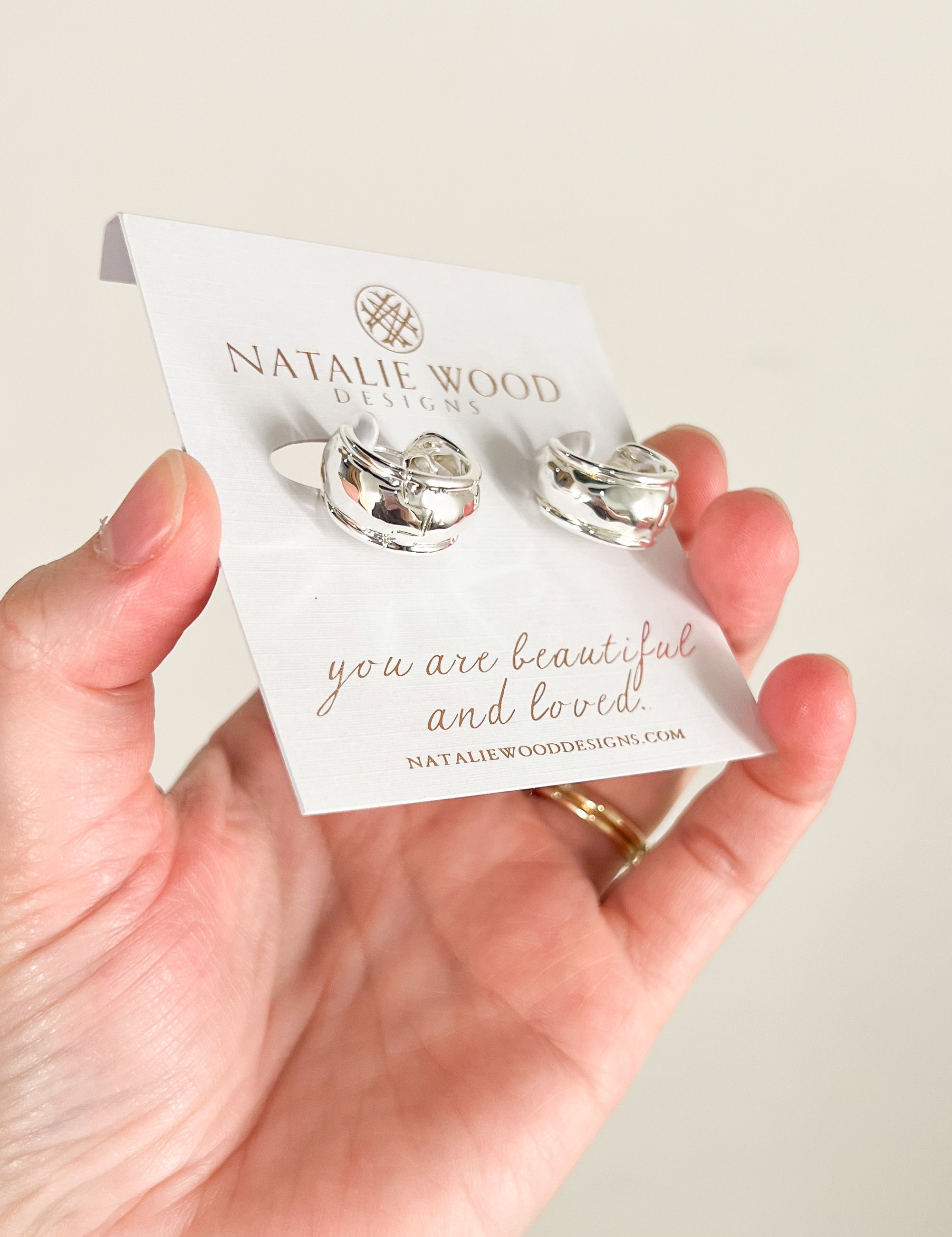 Natalie Wood - Reflection Mini Hoop Earrings - Silver-110 Jewelry & Hair-Natalie Wood-July & June Women's Fashion Boutique Located in San Antonio, Texas