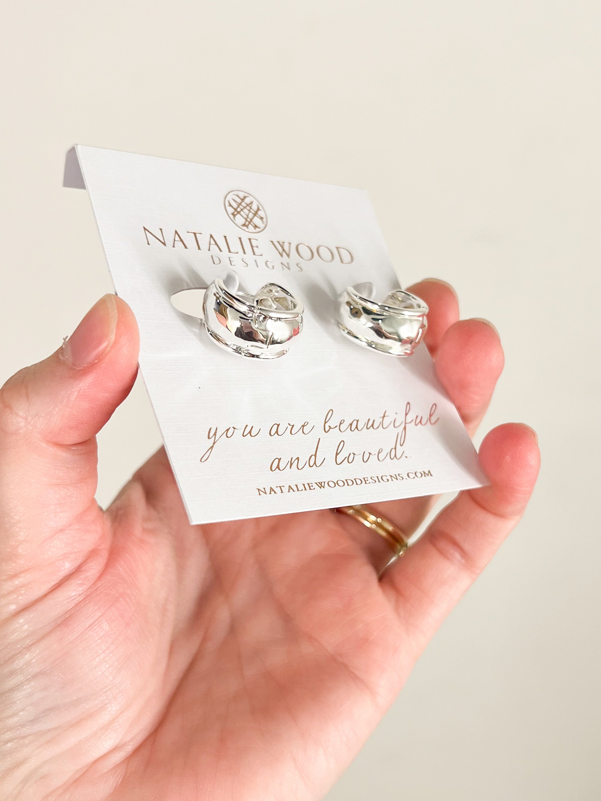 Natalie Wood - Reflection Mini Hoop Earrings - Silver-110 Jewelry & Hair-Natalie Wood-July & June Women's Fashion Boutique Located in San Antonio, Texas
