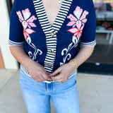 THML- Floral & Stripe Knit Top-230 Sweaters/Cardis-THML-July & June Women's Fashion Boutique Located in San Antonio, Texas
