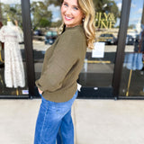 The Everyday Henley Sweater - Olive-230 Sweaters/Cardis-JODIFL-July & June Women's Fashion Boutique Located in San Antonio, Texas