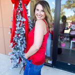 Satin Chic Cami - Red-200 Fashion Blouses-SKIES ARE BLUE-July & June Women's Fashion Boutique Located in San Antonio, Texas
