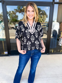 The Frankie Blouse - Black-200 Fashion Blouses-ENTRO-July & June Women's Fashion Boutique Located in San Antonio, Texas