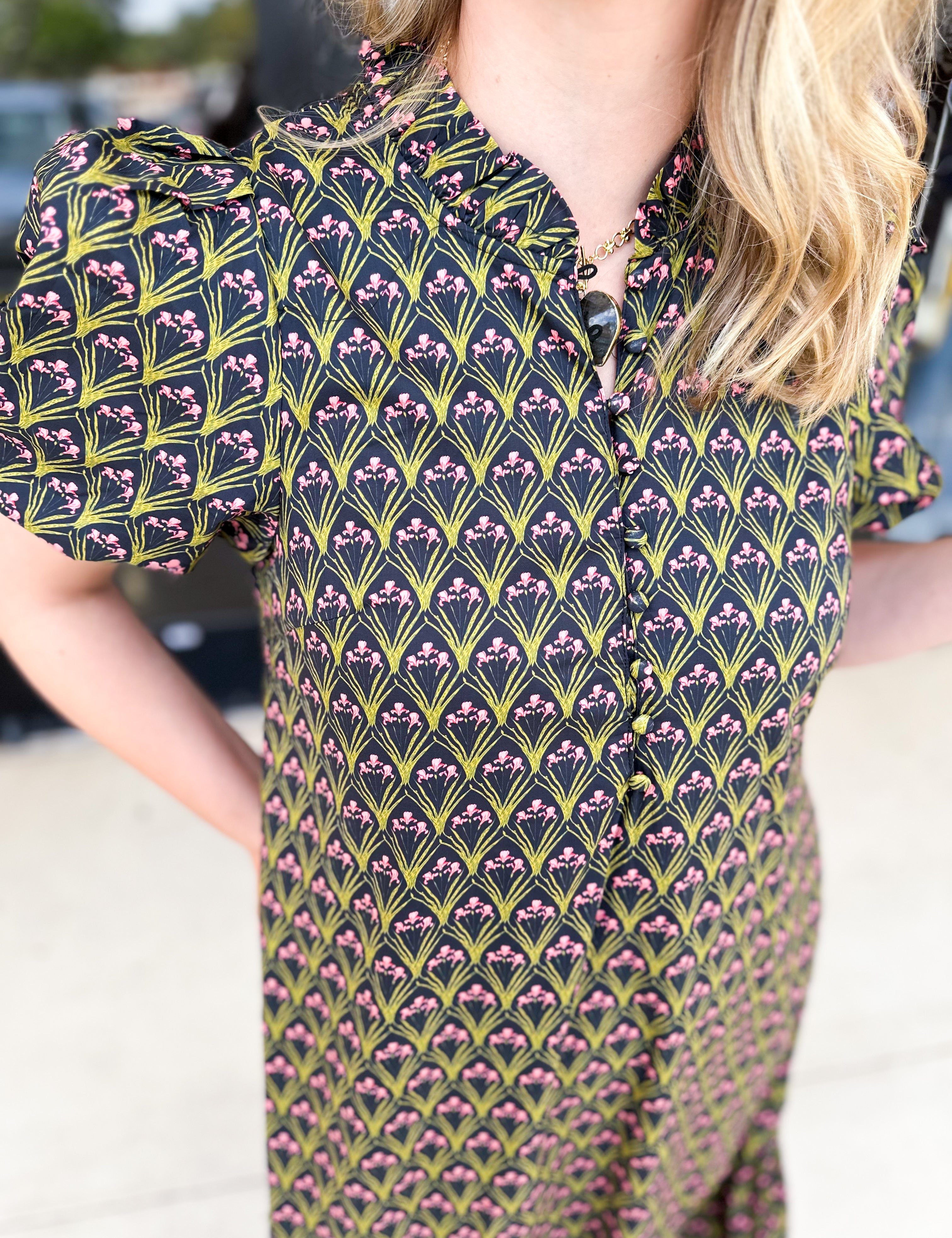 Floral Preppy Midi Dress-500 Midi-ENTRO-July & June Women's Fashion Boutique Located in San Antonio, Texas