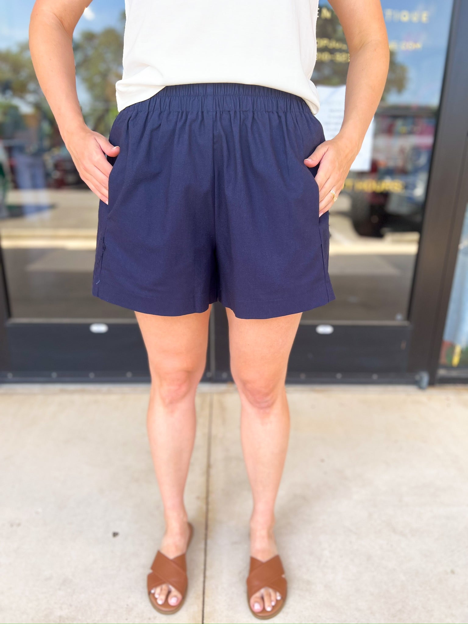 The Everyday Elevated Short - Navy-410 Shorts/Skirts-PINCH-July & June Women's Fashion Boutique Located in San Antonio, Texas