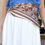 Chestnut Paisley Satin Scarf-130 ACCESSORIES-JODIFL-July & June Women's Fashion Boutique Located in San Antonio, Texas