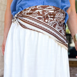 Chestnut Paisley Satin Scarf-130 ACCESSORIES-JODIFL-July & June Women's Fashion Boutique Located in San Antonio, Texas