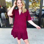 THML- Maroon Corduroy Mini Dress-510 Mini-THML-July & June Women's Fashion Boutique Located in San Antonio, Texas