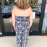 Navy Jumpsuit-500 Midi-SKIES ARE BLUE-July & June Women's Fashion Boutique Located in San Antonio, Texas