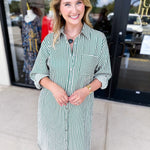 Button Down Casual Midi Dress - Hunter Green-500 Midi-ENTRO-July & June Women's Fashion Boutique Located in San Antonio, Texas
